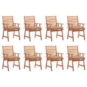 Lot de 8 chaises de salle à manger en bois d'acacia massif avec coussins ensemble de meubles d'extérieur de qualité supérieure - Product Image 1