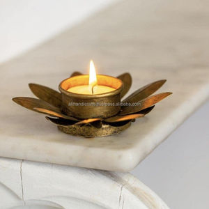 Flat Packaging Vintage Metal Leaf <b>Tealight</b> <b>Holder</b> - Solid Brass <b>Tealight</b> Stand Factory Export India - Product Image 4