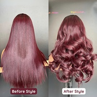 Vente en gros perruques de cheveux humains bouclés bourgogne HD 4x4 perruques à fermeture en dentelle extensions de cheveux vierges vietnamiens perruques en dentelle Full HD sans colle