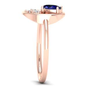 แหวนหมั้นเพชรโมอิสซาไนต์ทรงรี 0.5 กะรัต ประดับพลอยไพลินสีน้ำเงิน ดีไซน์หรูหราจาก REYES ทองคำแท้ 14K สำหรับผู้หญิง - Product Image 3
