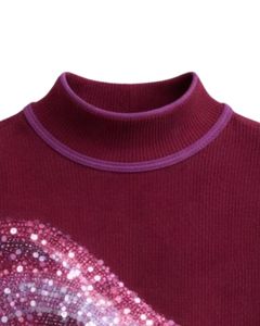 Débardeur côtelé bordeaux personnalisé pour femme avec motif vague en strass, sans manches, décontracté, mode estivale, fabricant sur mesure - Product Image 4