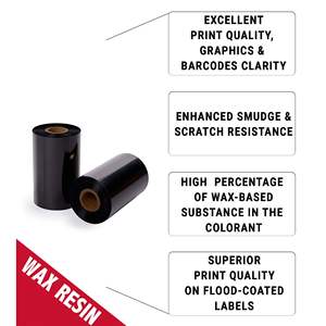 Paquete de 24 cintas de resina de cera térmica 4,33 \ "X 1182 '1 núcleo cintas de impresora para etiquetas de dirección envío etiquetas de ropa precio boletos - Product Image 4