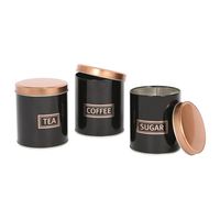 Ensemble de 3 boîtes de rangement pour sucre, thé et café, avec couvercle, pour la cuisine, décoration de table