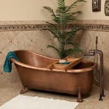 Baignoire autoportante en cuivre profond pour salle de bain, conçue pour la relaxation, la durabilité et un impact visuel élégant - Product Image 1