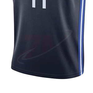 Camiseta de baloncesto para hombre, sin mangas, cuello en V, azul oscuro con número 77 blanco, estampado sublimado, uniforme de poliéster que absorbe la humedad - Product Image 5