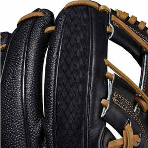 <b>Baseball</b> Glove Woven Black Leather Orange Stitching Full Finger H-Web Design Left Handed Throw Durable Infield for Players - Product Image 3