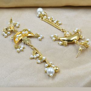 Boucles d'oreilles créoles dorées mates, ornées de pierres, style traditionnel, dernières tendances, magnifiques, pour filles et femmes. - Product Image 3