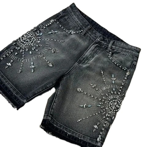 Shorts en jean respirants 100 % coton pour hommes, taille haute, avec cordon de serrage, décontractés, écologiques, prix raisonnables - Product Image 5