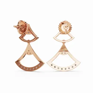 Pendientes de Diamantes Starlit Flow de Nuevo Diseño en Oro Rosa de 18K, Pendientes Colgantes con Corte Redondo, 24 Piezas de Diamantes para Mujer - Product Image 4