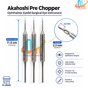 มีดตัดเปลือกตาแบบมืออาชีพ Akahoshi Pre Chopper ขนาด 11.5 ซม. ความหนา 2.2 มม. ชุดเครื่องมือผ่าตัดตา 3 ชิ้น ผลิตจากเหล็กกล้าไร้สนิมเยอรมัน |   OLDMED - Product Image 3