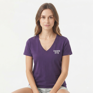 Hawk Eye Women's V-Neck T-<b>Shirt</b> Short Sleeve Solid <b>Purple</b> Casual Breathable 100% Cotton Jersey Fit Regular Spring Summer - Product Image 3