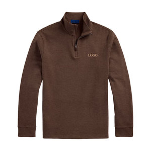 Sudadera 100% Algodón para Hombre, Manga Raglán, Marrón, Cierre de Cremallera de 1/4, Tejido de Punto 300g, Cuello Redondo, Logotipo Bordado, Corte Holgado, para Invierno - Product Image 3