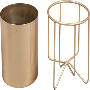 Hot-selling Golden Metal Planter with <b>Stand</b> 11 inches Tall Metal <b>Pots</b> With <b>Stand</b> - Product Image 2
