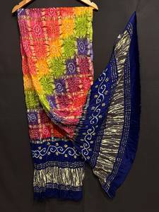 Ethnic Rayon Chiffon <b>Shawl</b> With Embroidery Color Blocking Pattern For Women Casual Spring Summer Wear - Product Image 2