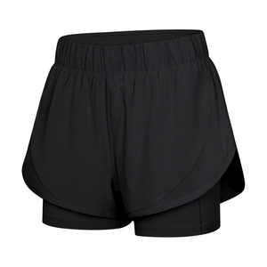 Shorts de course pour femmes à taille haute, respirants, à séchage rapide, en polyester 100% écologique, avec logo personnalisé, 2 en 1, double couche, vêtements de sport - Product Image 6