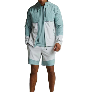 Wholesale Nylon <b>Windbreaker</b> Tracksuits Sweatsuits Men <b>Windbreaker</b> Short Set Zip up Hoodie and Set - Product Image 1