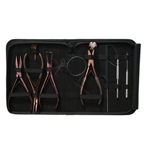 Hair Extension <b>tools</b> Kit Micro Bead Remover plier & Flat Crimping plier Loop <b>Tools</b> Pulling <b>Hook</b> Tape-In Plier Scissor Razor comb - Product Image 6