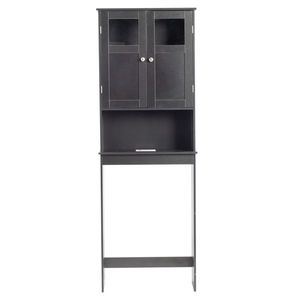 Mueble de Baño con Acabado Pintado, Gabinete de Inodoro de Doble Puerta de Fibra de Densidad Media (MDF) Negro, 60*22*170cm - Product Image 3