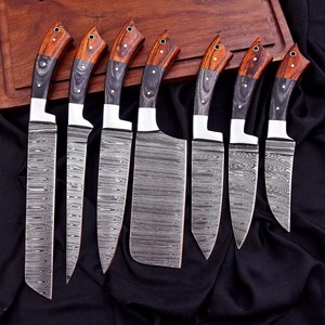 Hot Sale Professional Damascus Steel Kitchen Chef <b>Knife</b> <b>Set</b> Handmade Fix Blade with Wood Handle Sharpness Guaranteed Low Price - Product Image 6