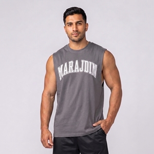 Débardeur blanc sans manches pour homme Marajdin, col rond uni, décontracté, respirant, 100 % polyester, anti-boulochage, broderie 3D - Product Image 6