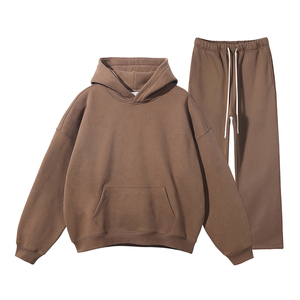 Ensemble de survêtement oversize pour homme, sweat à capuche uni et pantalon de survêtement large, 2 pièces, streetwear décontracté, vente en gros - Product Image 4