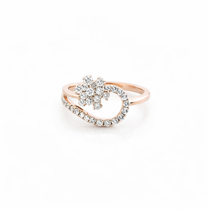 Bague Namivaa en or rose 14 carats avec diamants, motif floral en grappe et halo, design torsadé élégant, pour femme, idéale pour les fêtes et le quotidien, bijoux fins, finition polie, cadeau - Product Image 1