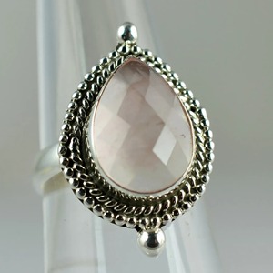 Bague en quartz rose en forme de poire, argent sterling 925, faite à la main, bijou de promesse, cadeau pour elle, sertissage clos, pierre de naissance de janvier - Product Image 3