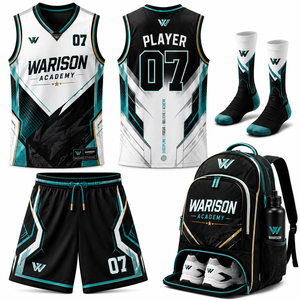 Customized Basketball Jersey Set Professional Team Wear Polyester Sublimation Basketball Complete Accessories Kit - Product Image 1