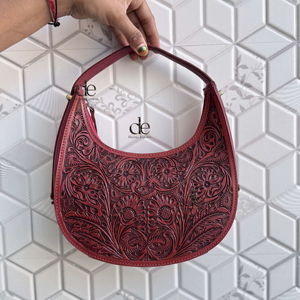 Bolso de Hombro de Cuero con Grabado a Mano de Diseño Exclusivo, Estilo Bohemio Gitano, Hecho a Mano, Estilo Occidental, Novedad 2026 - Product Image 1