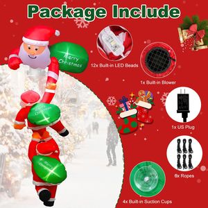 Gigantesco Babbo Natale Gonfiabile Illuminato a LED di 2,4 Metri, 6 Design e 3 Insegne 'Buon Natale', Decorazioni Natalizie da Esterno Impermeabili a Montaggio Rapido - Product Image 5