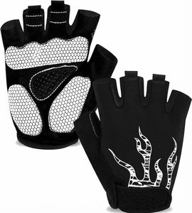 Orha International OI-CG-97 <b>Half</b> Finger Weight Lifting Gloves Blue Flame Design Non <b>Slip</b> Hook Loop Closure Unisex Outdoor - Product Image 4