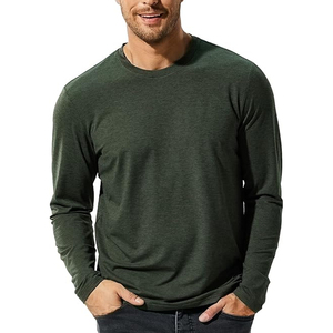 T-shirt en coton à manches longues pour homme de haute qualité, style décontracté, streetwear, logo personnalisé imprimé, t-shirt uni à manches longues - Product Image 5