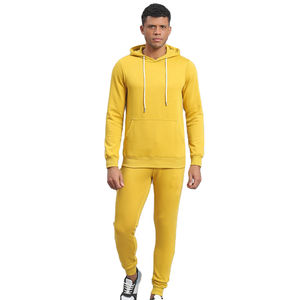 Nuevo Conjunto Deportivo de Dos Piezas para Hombre, Talla Grande, Color Sólido, 100% Algodón, Sudadera con Capucha y Cuello Tipo Pullover, Pantalones Jogger con Cintura Elástica - Product Image 1