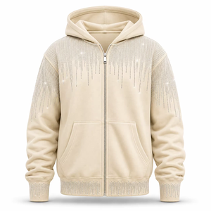 เสื้อฮู้ดดี้แบบยูนิเซ็กส์ ทรงปกติ ผ้าฝ้าย แต่งคริสตัลวิบวับ สไตล์ Y2K สตรีทแวร์ สำหรับฤดูหนาว เป็นมิตรกับสิ่งแวดล้อม รับผลิตแบบ OEM ODM - Product Image 1