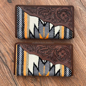 Cartera de Mano de Cuero Acolchado Azteca para Mujer, Cartera de Múltiples Pliegues, Cartera Acolchada Azteca Única, Novedad - Product Image 3