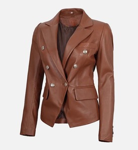 Blazer en cuir pour homme et femme - Veste décontractée à manches longues style costume en cuir pour homme et femme - Product Image 3