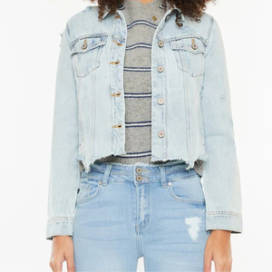 New Arrival Women's Formal Denim Jacket Canvas Button Pattern Slim Fit OEM Custom Design Wholesale Streetwear - Product Image 1