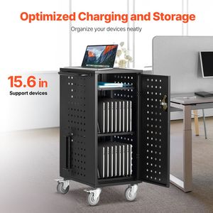 Carrello per Ricarica di 20 Dispositivi Mobili e Laptop fino a 15.6 Pollici, Carrello Portaoggetti per Ufficio e Aula con Spazio per Chromebook - Product Image 2