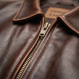 Men's Genuine <b>Leather</b> Canvas <b>Jacket</b> Turn-down Collar Workwear Style Olive Green Four Pockets Regular Fit Autumn <b>Winter</b> Washed - Product Image 6