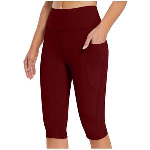 Premium Women's Activewear Capri Leggings Supportive Stretch Quick-Drying Fade Resistant Moisture Free Custom Logo with Pockets - Product Image 6