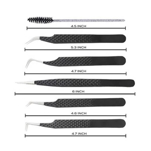 Juego de Pinzas Profesionales de Acero Inoxidable para Pestañas, Rectas, Curvas, en Forma de S, 45 y 90 Grados, Pinzas de Precisión para Extensión de Pestañas - Product Image 1