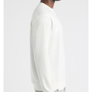 Mens Off White Crewneck Sweatshirt V Notch Long Sleeves Fleece Pullover <b>Jumper</b> Heavyweight Cotton Streetwear Casual <b>Warm</b> Apparel - Product Image 2