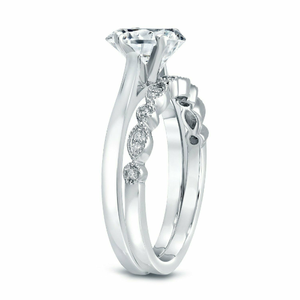 Bague de fiançailles et alliance pour femme en or blanc 10 carats, diamant de laboratoire taille brillant 1,00 carat, clarté VS1, couleur F, certifié IGI - Product Image 2