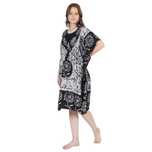 Robe décontractée pour femmes en coton à imprimé floral, manches courtes, col rond, longueur genou, vêtements de détente, tenue d'été, tissu tissé doux - Product Image 3