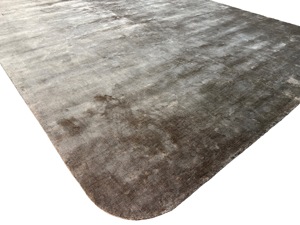 Handmade Coffee Brown Silk Area Rug | Modern Minimalist Carpet | Round edges - Product Image 2