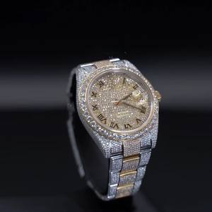 Montre de luxe Hip Hop à mouvement automatique en acier inoxydable sertie de moissanite pour hommes avec boîte - Product Image 4