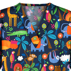 Conjunto de Uniformes Médicos con Estampado de Animales de la Selva, Uniformes de Enfermería con Estampado Floral, Uniformes Elásticos - Product Image 4