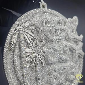 Pendentif Ours Palmier en Moissanite de Luxe, Breloque Collier Style Rap Personnalisé en Argent 925 - Product Image 3