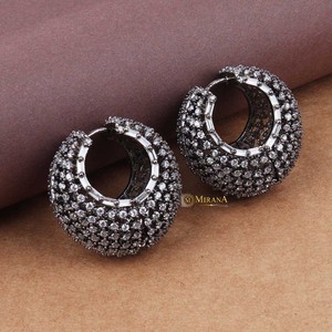 Fine Cuff Earrings with CZ Stone Filled Balis - Product Image 3