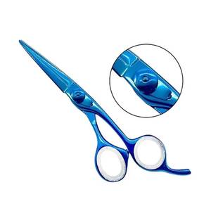 Ciseaux à cheveux professionnels en acier inoxydable, lame tranchante, pour droitiers, manche long, bleu, ciseaux de coiffure - Product Image 3